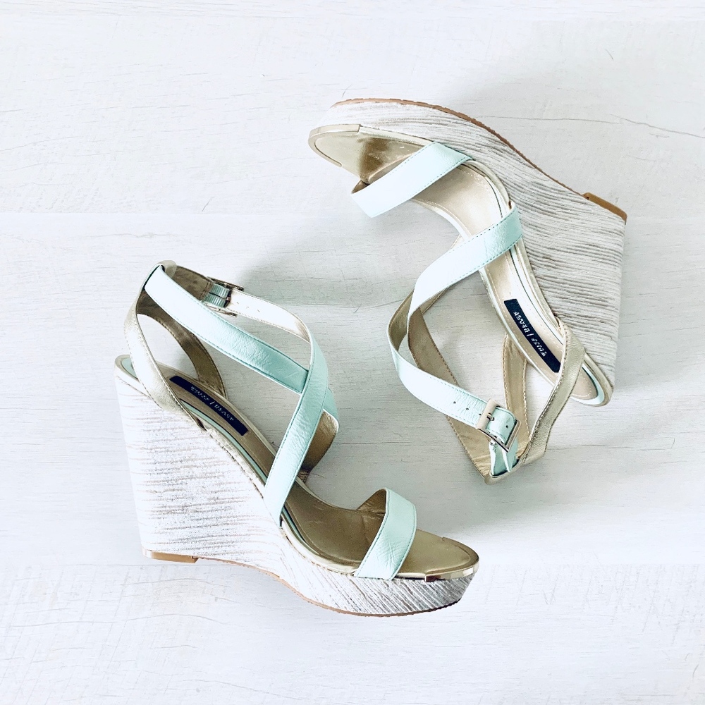 WHBM Divinity Green and Gold Wedges